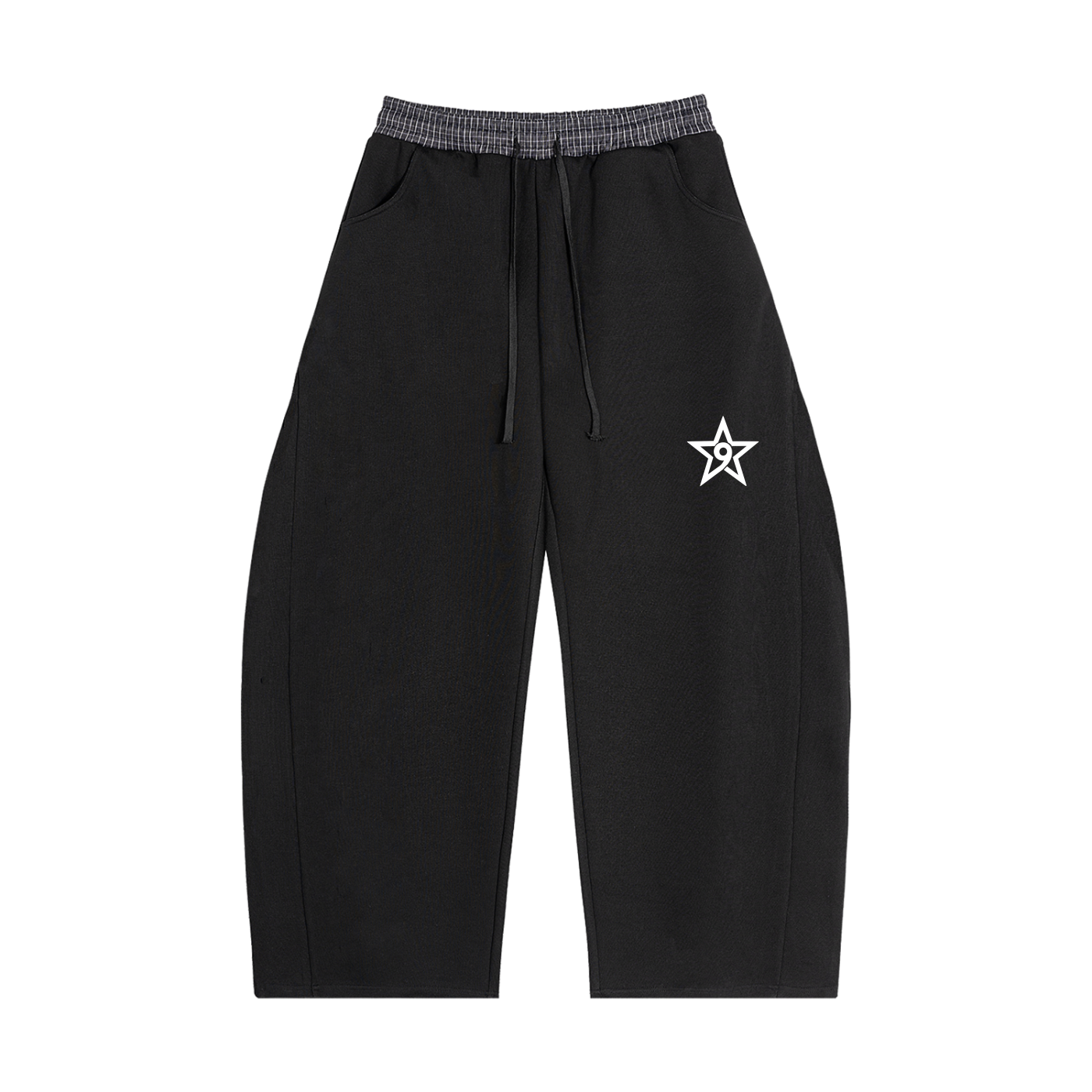 PLAID WAISTBAND BARREL SWEATPANTS