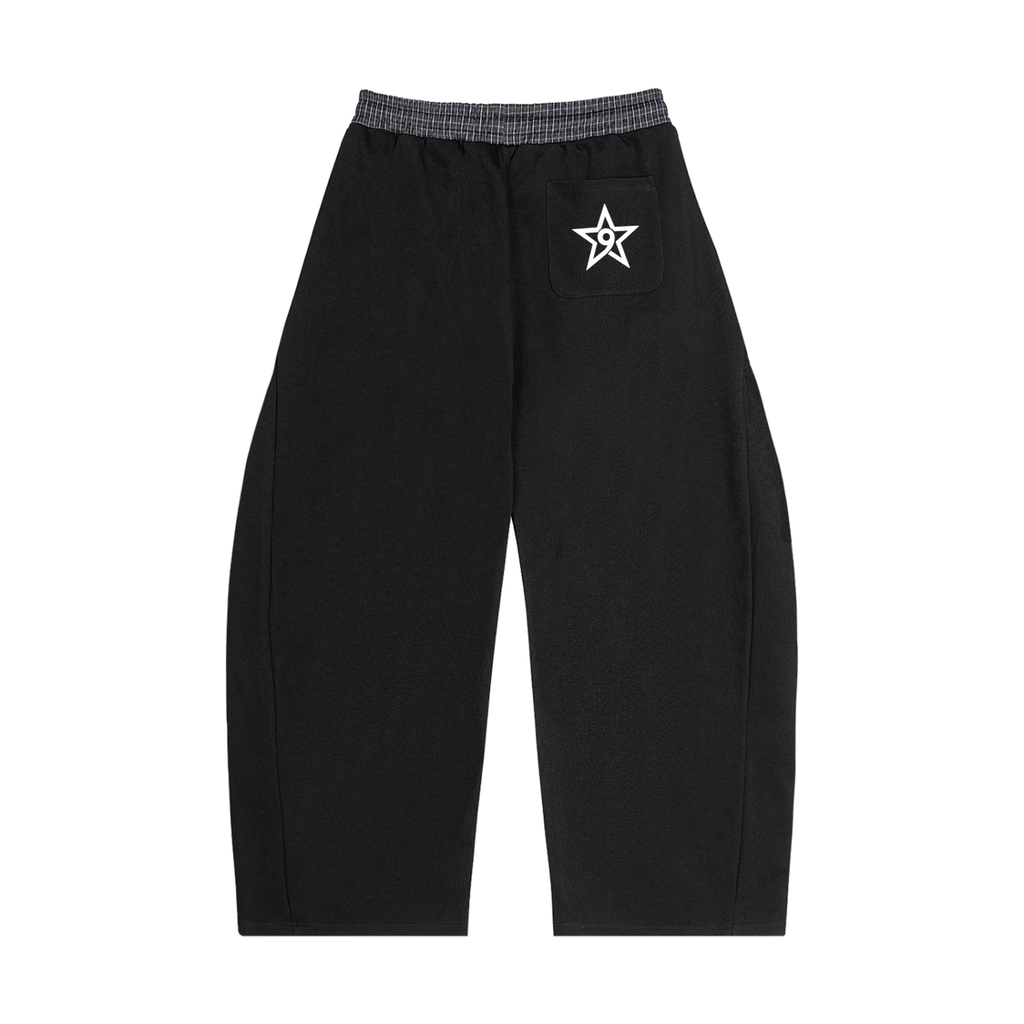 PLAID WAISTBAND BARREL SWEATPANTS