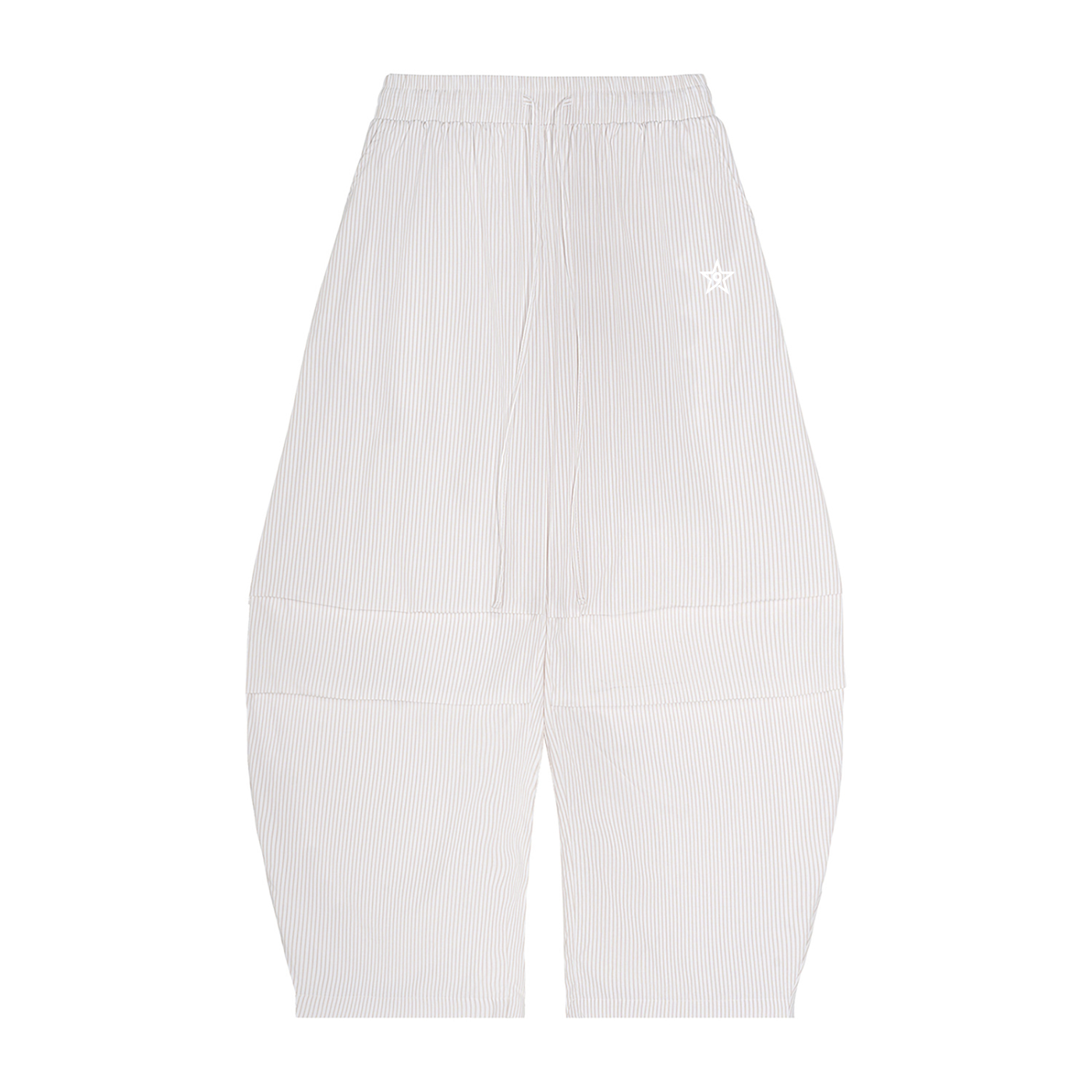 VERTICAL STRIPE DRAWSTRING BARREL TROUSERS