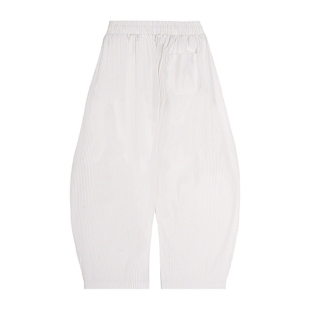 VERTICAL STRIPE DRAWSTRING BARREL TROUSERS