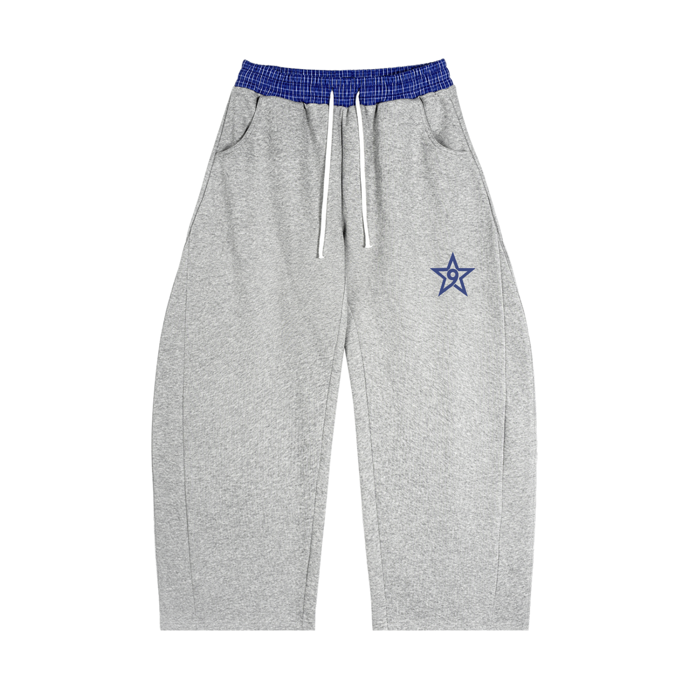 PLAID WAISTBAND BARREL SWEATPANTS