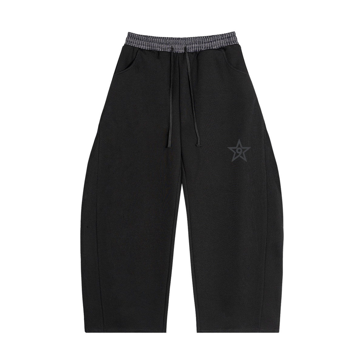 PLAID WAISTBAND BARREL SWEATPANTS