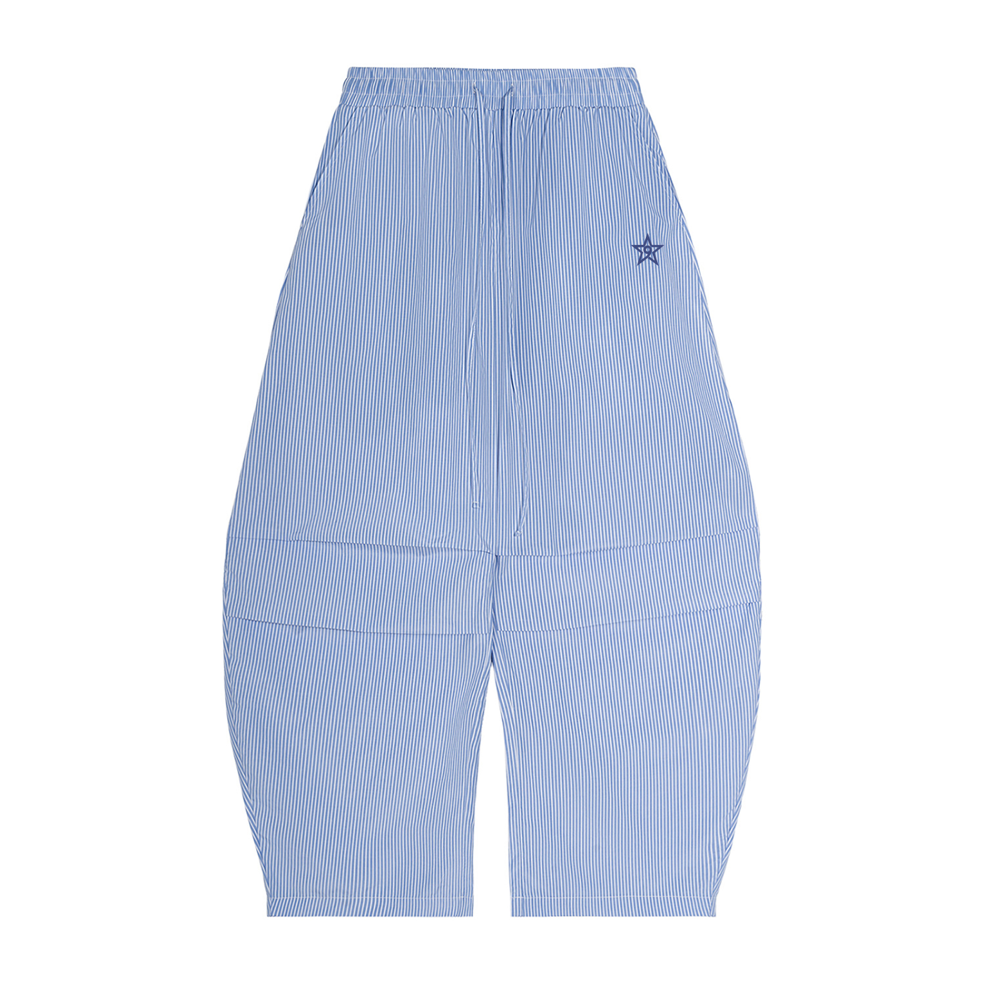 VERTICAL STRIPE DRAWSTRING BARREL TROUSERS